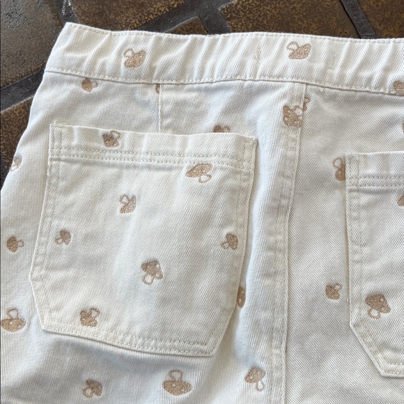 PacSun Cream Embroidered Mushroom Print High Waisted Denim Shorts - Picture 11 of 16